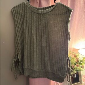 SHEIN Olive Striped Knit Top
